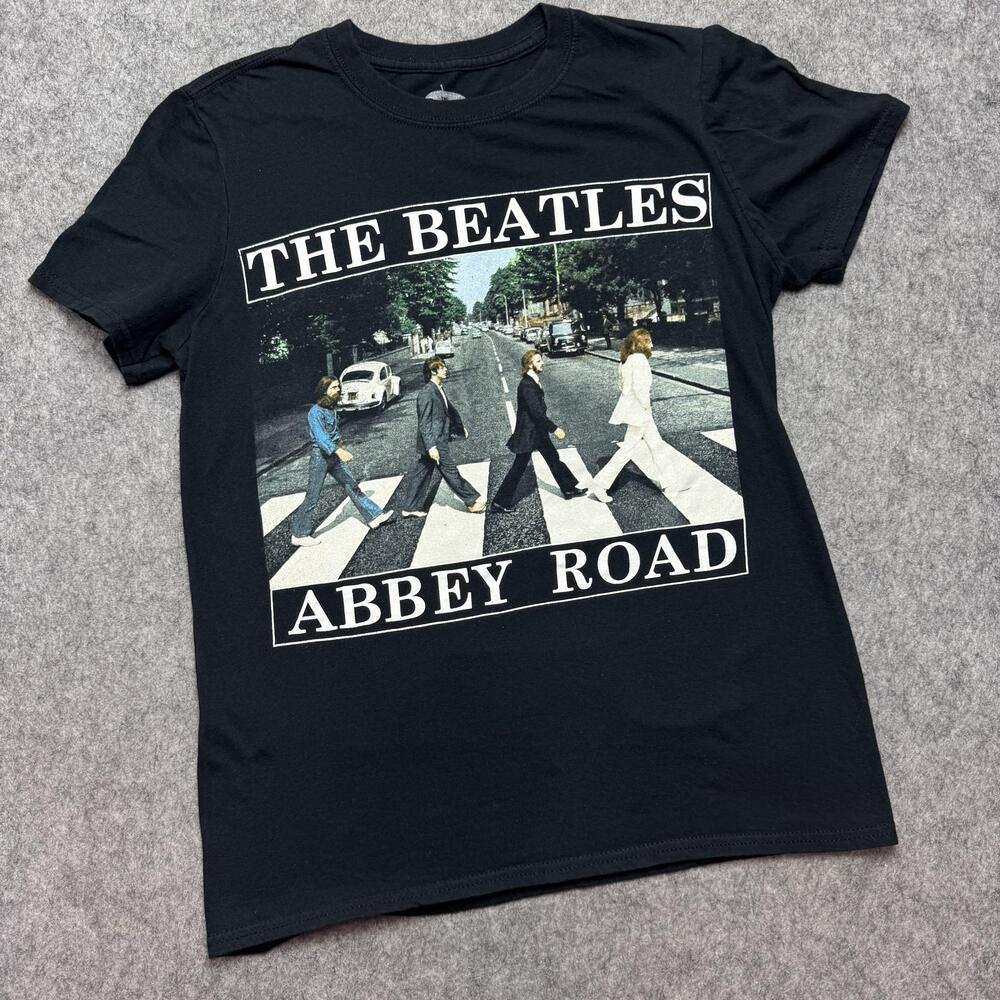 The Beatles Shirt Womens Small Black Abbey Road Crosswalk Graphic Band Tee Music